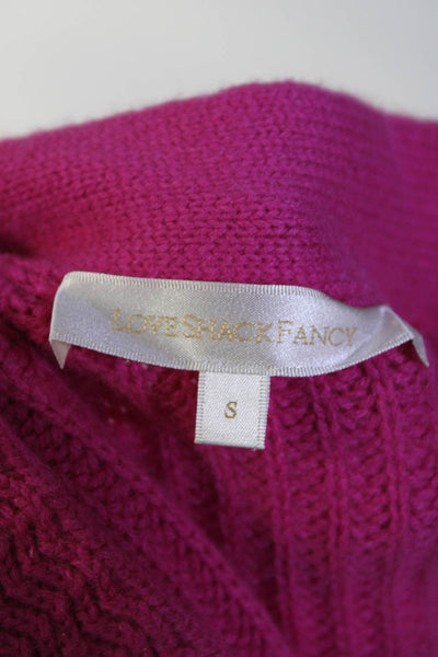 Love Shack Fancy Womens Long Sleeves Bow Cardigan Sweater Pink Size Small