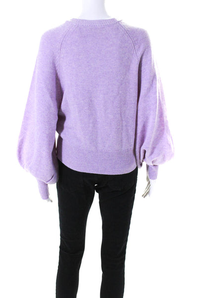 Love Shack Fancy Womens Long Sleeves Crew Neck Sweater Lavender Wool Size Small