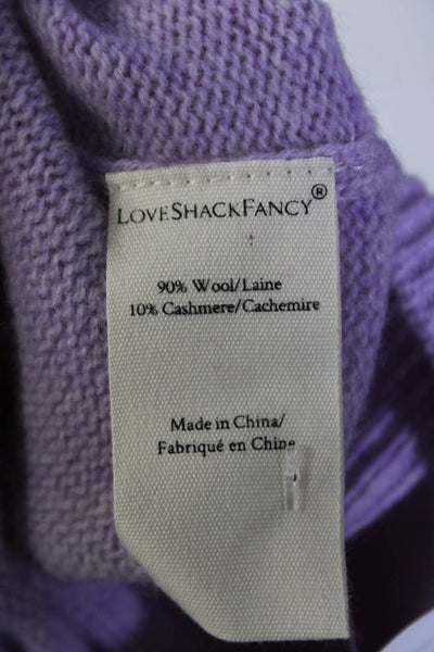 Love Shack Fancy Womens Long Sleeves Crew Neck Sweater Lavender Wool Size Small