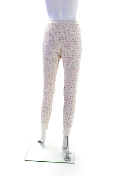 The Great Womens Thermal Knit Floral Lounge Pajama Pants White Pink Size 0