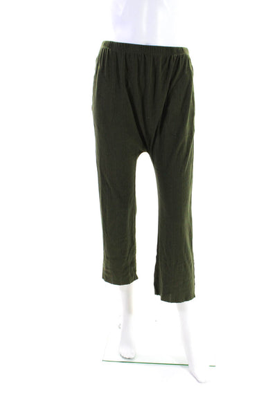 The Great Womens Ribbed Knit Henley Pajamas Set Green Cotton Size 0