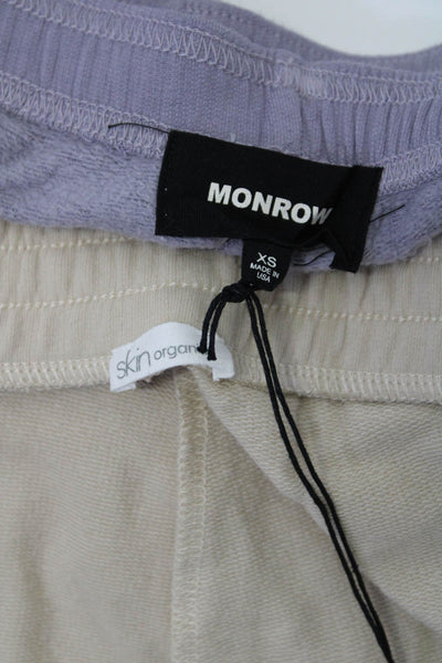 Skin Monrow Womens Lounge Pants Sweatpants Beige Purple Size 1 XS Lot 2