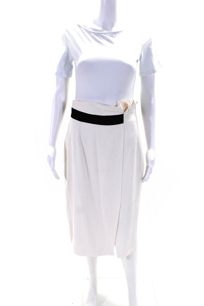 Karen Millen Womens Side Zip Slit Knee Length Pencil Skirt White Black Size 8