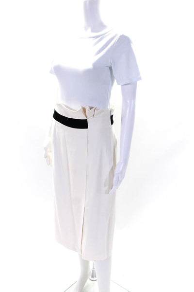 Karen Millen Womens Side Zip Slit Knee Length Pencil Skirt White Black Size 8