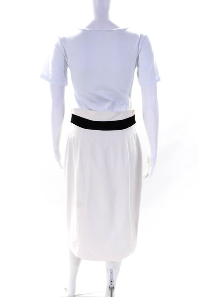 Karen Millen Womens Side Zip Slit Knee Length Pencil Skirt White Black Size 8