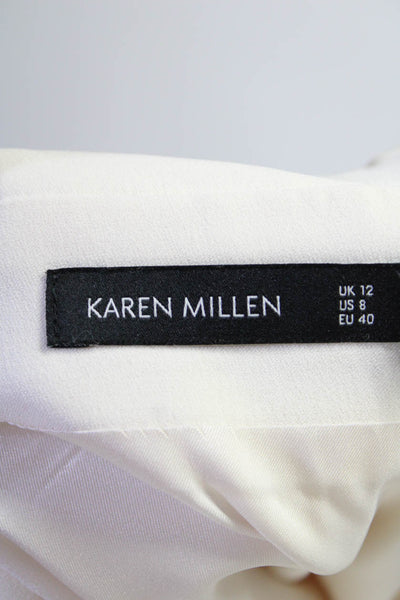 Karen Millen Womens Side Zip Slit Knee Length Pencil Skirt White Black Size 8