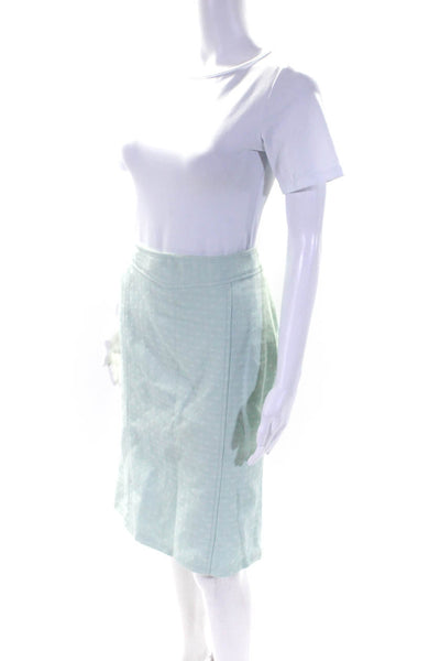 Karen Millen Womens Side Zip Knee Length Dotted Pencil Skirt Mint Green Size 8