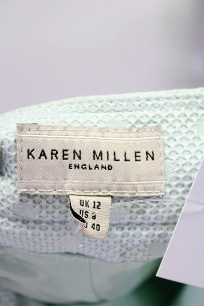 Karen Millen Womens Side Zip Knee Length Dotted Pencil Skirt Mint Green Size 8