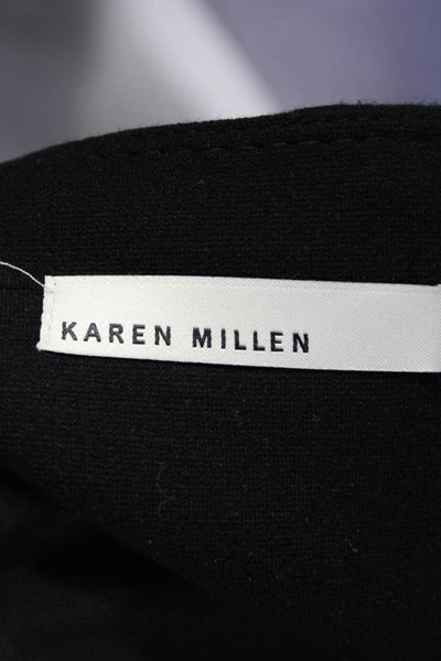 Karen Millen Womens Side Zip Velvet Ruffle Pencil Skirt Black Size 8