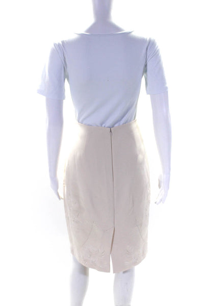Karen Millen Womens Back Zip Floral Embroidered Pencil Skirt White Size 8