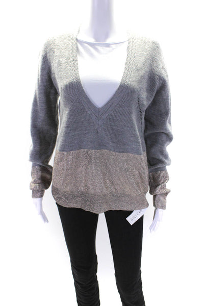 Paige Black Label Womens Long Sleeves V Neck Sweater Gray Wool Size Large