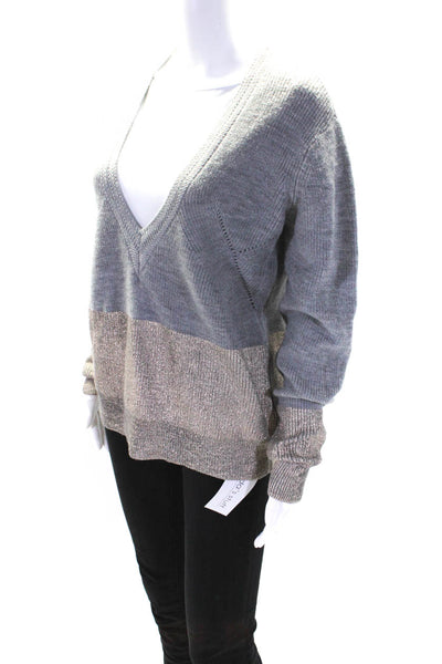 Paige Black Label Womens Long Sleeves V Neck Sweater Gray Wool Size Large
