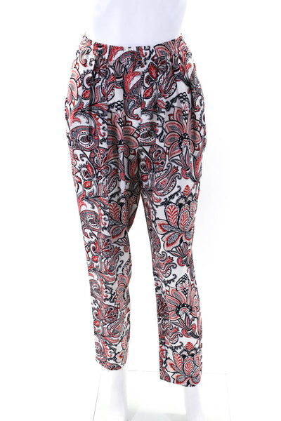 Stella McCartney Womens Silk Paisley Print Slim Leg Pants Red Blue Size EUR 42