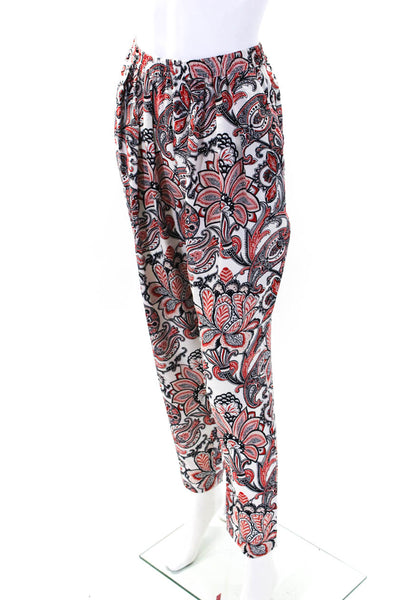 Stella McCartney Womens Silk Paisley Print Slim Leg Pants Red Blue Size EUR 42