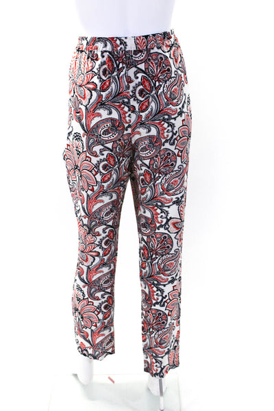 Stella McCartney Womens Silk Paisley Print Slim Leg Pants Red Blue Size EUR 42