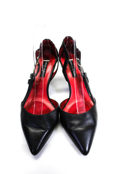 Charles Jourdan Paris Womens Leather Cut Out Pointed Toe Pumps Black Size 7.5