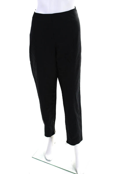 St. John Womens Cotton Blend Zipper Hem High-Rise Tapered Pants Black Size 16