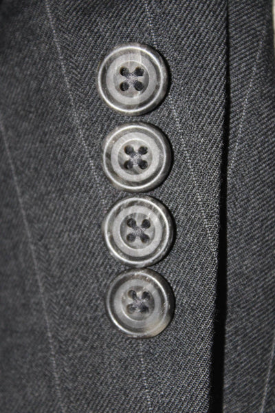 Hart Schaffner Marx Mens Two Button Pinstriped Blazer Jacket Gray Wool Size 43L