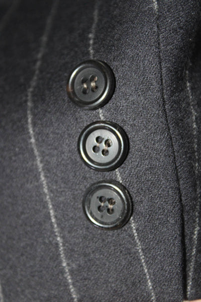 Hickey Freeman Mens Three Button Pinstriped Blazer Jacket Blue Wool Size 48R