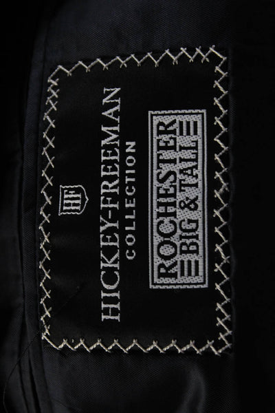 Hickey Freeman Mens Three Button Pinstriped Blazer Jacket Blue Wool Size 48R