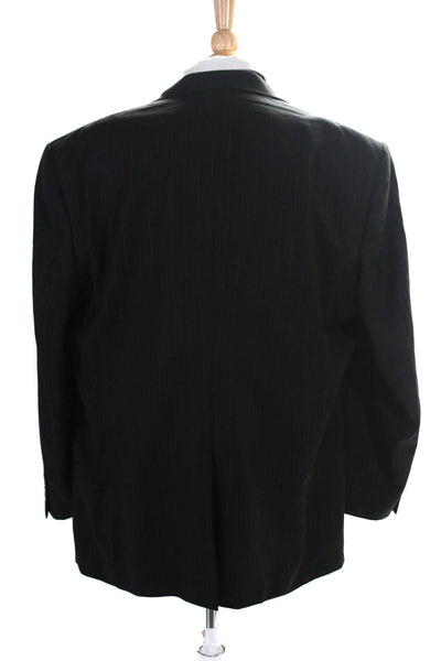 Society Brand Mens Two Button Notched Lapel Pinstriped Blazer Jacket Black 46R