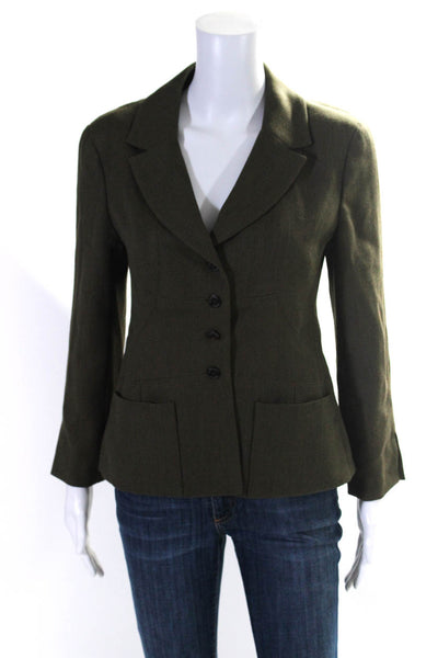 Chanel Women's Long Sleeves Four Button Lined Blazer Brown Size 38