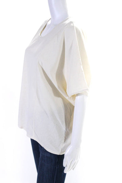 7115 Womens Silk Kimono Short Sleeves Blouse Off White Size Small