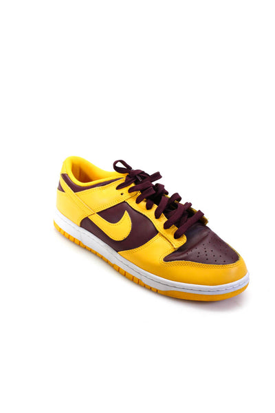 Nike Womens Leather Two-Toned Lace Up Low Top Sneakers Yellow Size 11
