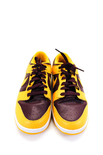 Nike Womens Leather Two-Toned Lace Up Low Top Sneakers Yellow Size 11