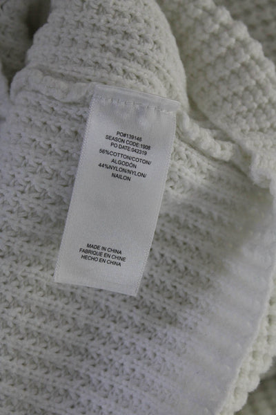 Splendid Womens White Waffle Knit Cotton Turtleneck Pullover Sweater Top Size XS