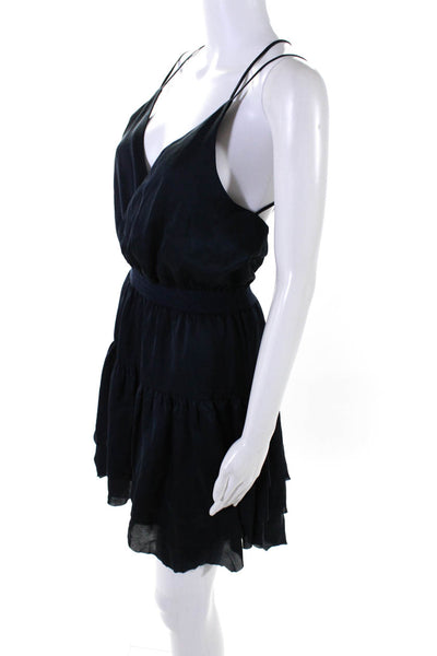 Designers Remix Charlotte Eskilden Womens Blue V-Neck Layered Mini Dress Size 36