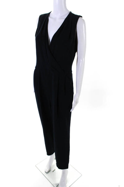 Slate & Willow Womens Dark Navy V-Neck Sleeveless Pockets Taper Jumpsuit Size 6