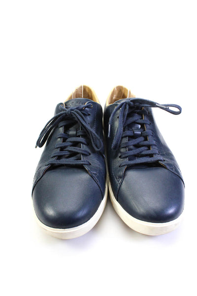Cole Haan Womens Lace Up Low Top Shoes Leather Navy Blue White Size 9 US