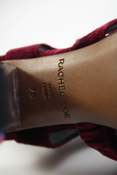 Rachel Zoe Womens Block Heel Platform Velvet Ankle Strap Sandals Red Size 7.5