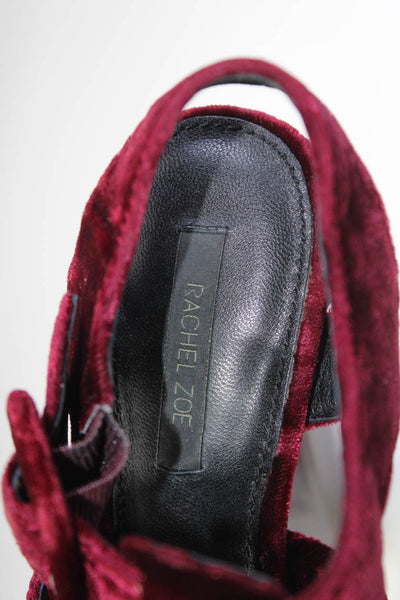 Rachel Zoe Womens Block Heel Platform Velvet Ankle Strap Sandals Red Size 7.5