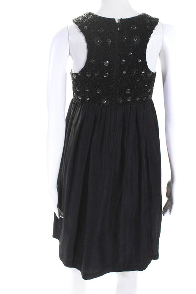 Roberta Freymann Womens Silk Beaded Bodice Empire Waist Dress Black Size XS