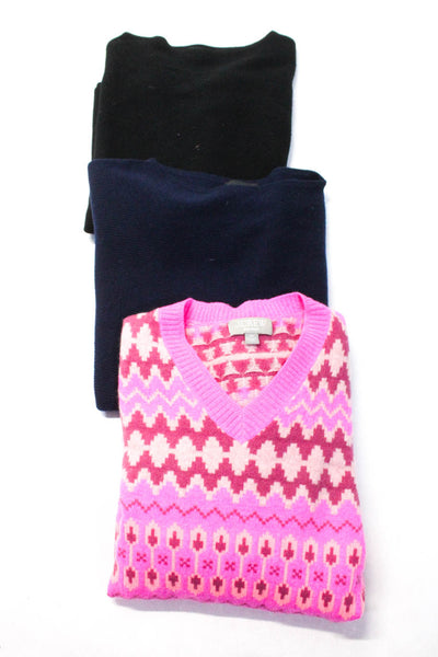 J Crew Womens Cashmere Long Sleeve Sweaters Pink Blue Black Size XS 2XS Lot 3