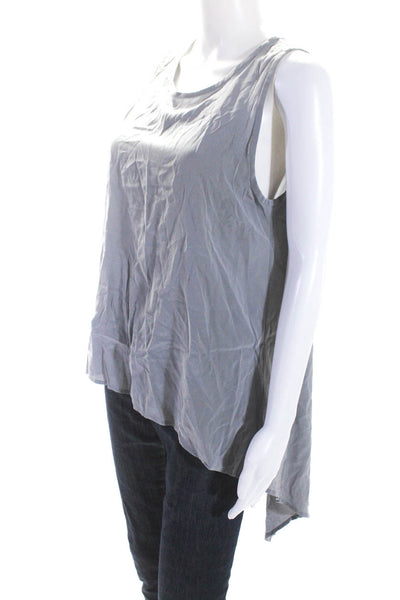 3.1 Phillip Lim Womens Scoop Neck Asymmetrical Silk Tank Top Gray Size 6