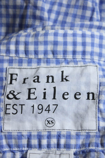 Frank & Eileen Womens Collared Button Down Blouse Blue Size XS