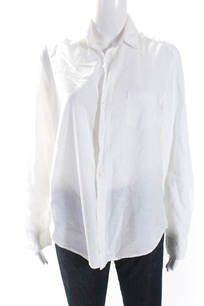 Eileen Fisher Womens Button Down Collared Long Sleeve Blouse White Size XS