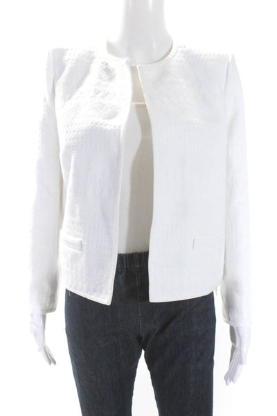 Lafayette 148 New York Womens Buttonless Knit Blazer White Size Small