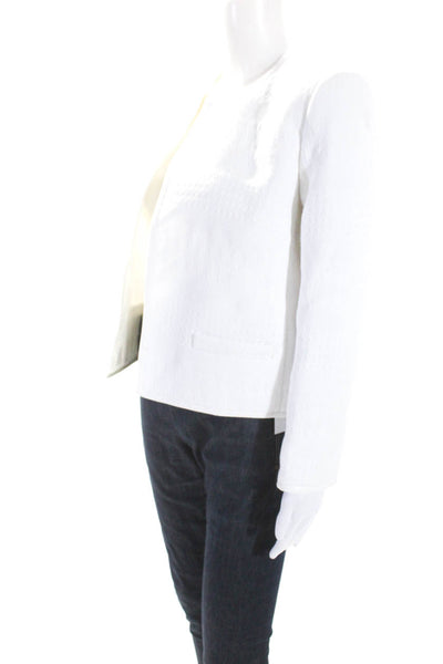 Lafayette 148 New York Womens Buttonless Knit Blazer White Size Small