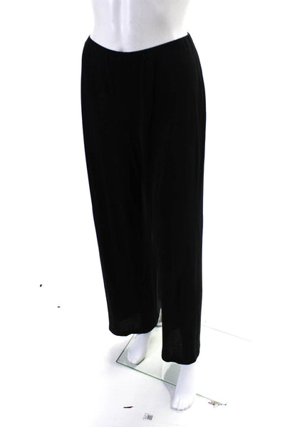 Lida Baday Womens Elastic Wait High Rise Knit Wide Leg Pants Black Size Small