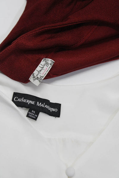 Catherine Malandrino Women's Long Sleeves Half Button Blouse White Size XL Lot 2