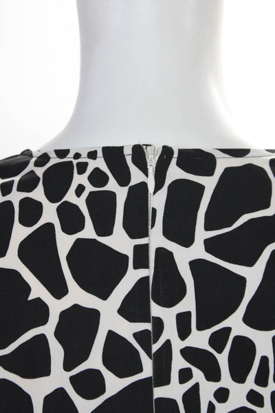 LDT Womens Geometric Print V Neck Short Sleeve Romper Black White Size 4