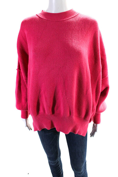 Free People Womens Cotton Blend Round Neck Pullover Sweater Top Pink Size XS