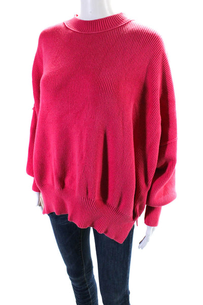 Free People Womens Cotton Blend Round Neck Pullover Sweater Top Pink Size XS