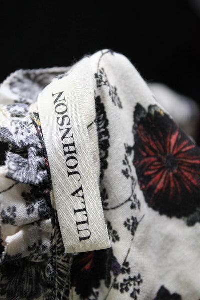 Ulla Johnson Womens Cotton Long Sleeve Floral Ruffle Trim Blouse Beige Size 4