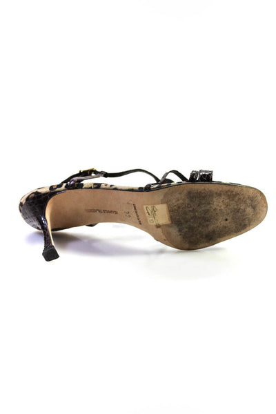 Manolo Blahnik Womens Leather Strappy Slingbacks Sandal Heels Brown Size 39 9