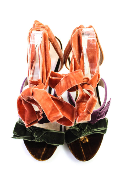 Attico Womens Velvet Bow Slingbacks Sandal Heels Purple Orange Size 39 9
